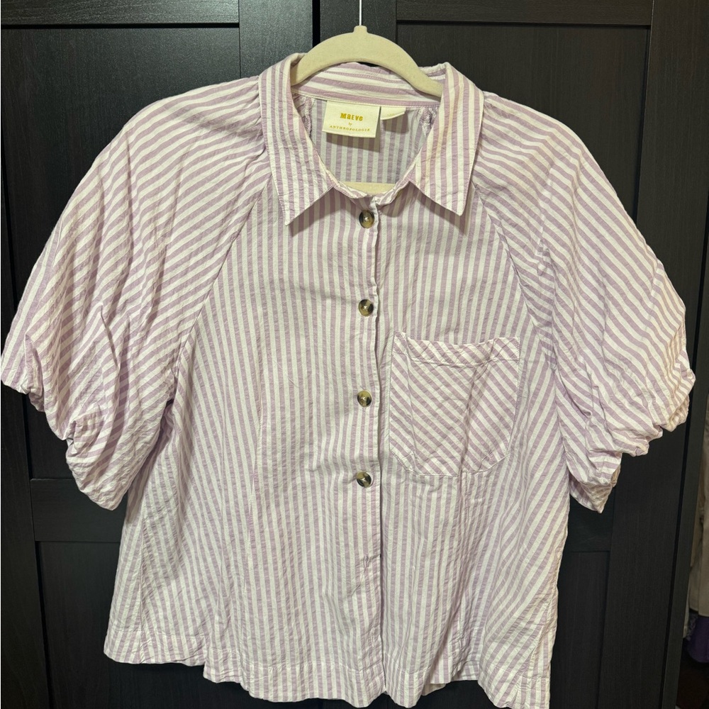 Anthropologie Lavender Striped Blouse